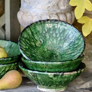 Set of 10 ceramic bowls (small, meduim, large), Tamegroute bowls, each handmade in Morocco.A great splash of color for your dining table,