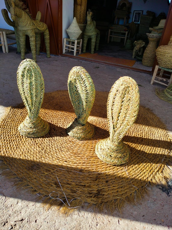 Moroccan Decorative Straw Cactus, Handmade straw cactus rattan , Bohemian  Decor