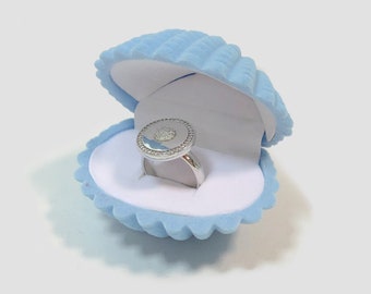necklace Holder Display Wedding Engagement Something Blue Shell Velvet Proposal ring Box Jewelry Storage Box for small Earrings