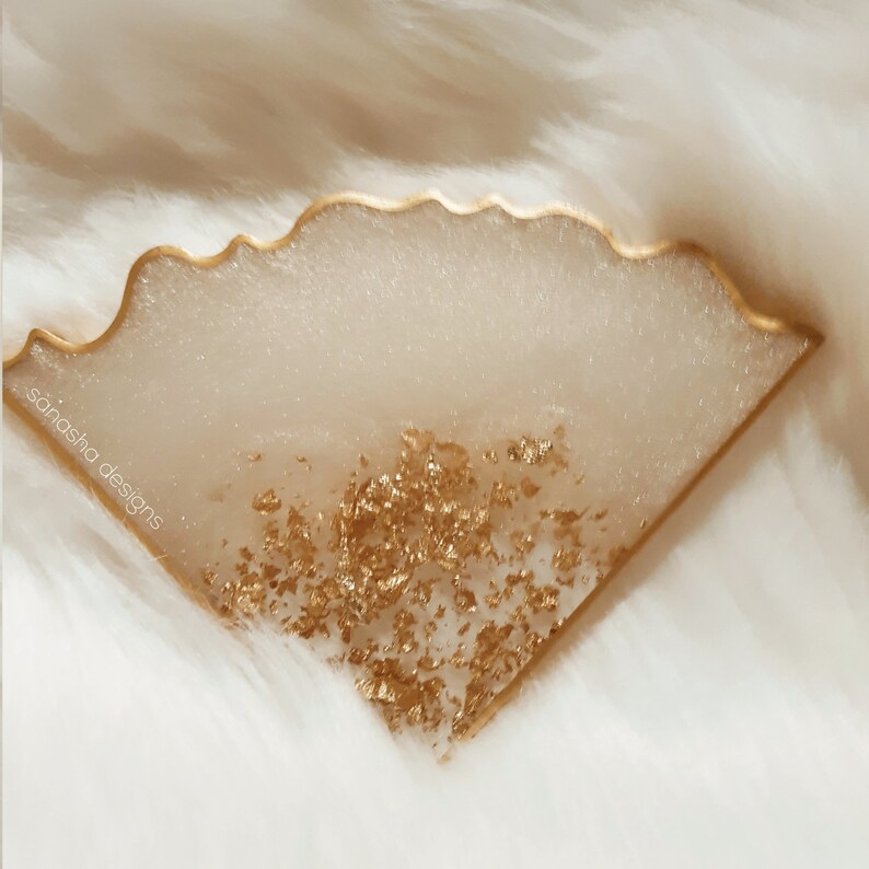 Moonlit Gold Reversible Geode Agate Style Resin Coaster Set of 4