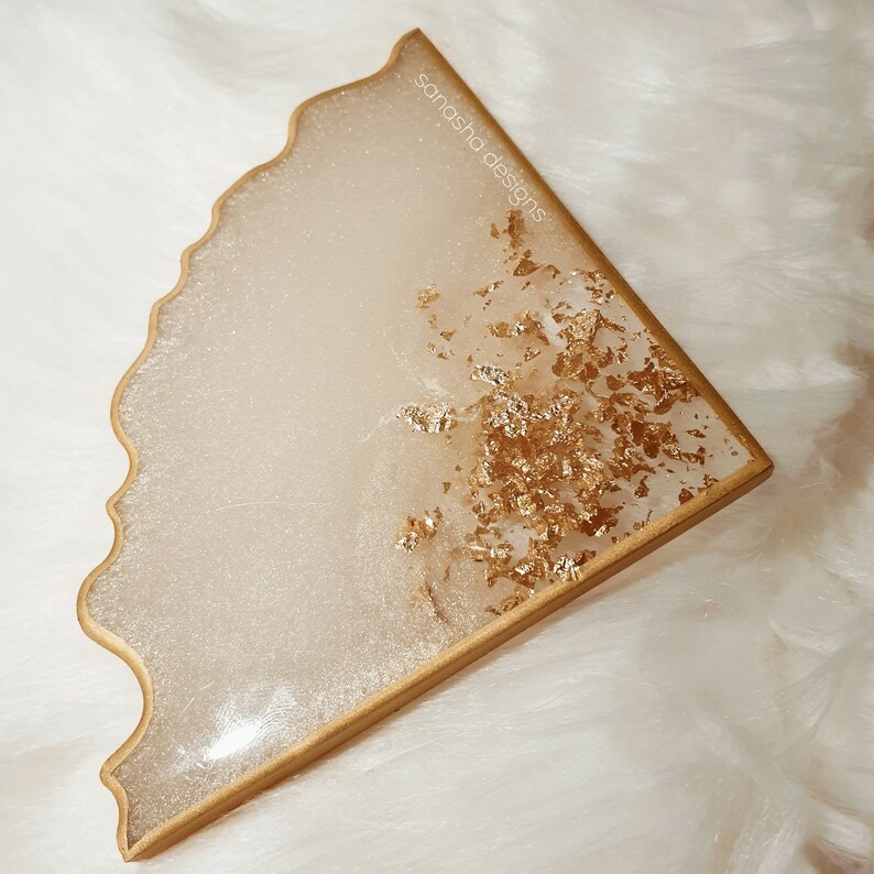 Moonlit Gold Reversible Geode Agate Style Resin Coaster Set of 4
