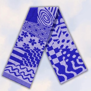 Mixed design scarf Crochet pattern – Funky geometric Double knit PDF