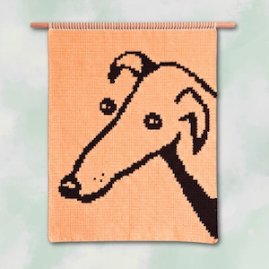 Galgo Tapestry Crochet Pattern – Greyhound Wall Hanging two colors