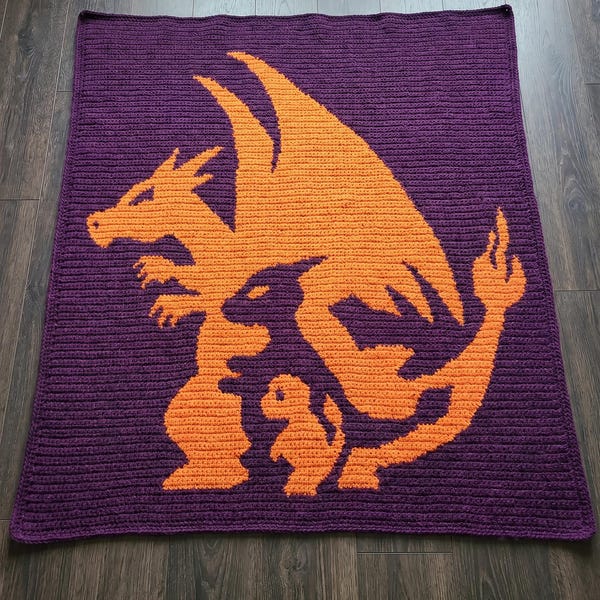 Charmander Evolution Afghan Crochet Pattern – Fire Pokemon throw Overlay Mosaic – Charmeleon Charizard PDF