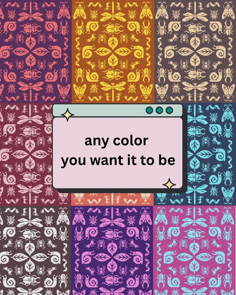 Afghan Bug Life blanket crochet pattern – Detailed Insects throw overlay mosaic PDF - Critter rug image 4