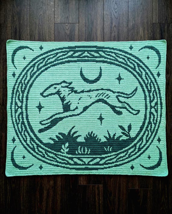 Borzoi dog graphgan crochet pattern – Greyhound overlay mosaic PDF