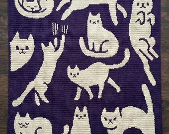 Haakpatroon Afghaanse kattendeken – Mozaïek pdf-overlay kittendoek