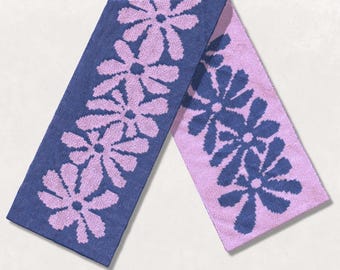 Flower string crochet scarf pattern – Unisex double knitting floral design (PDF)