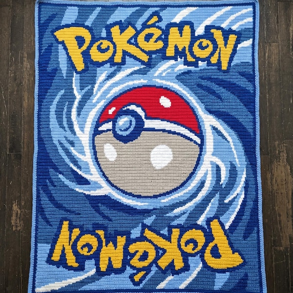 Detailed Pokemon card Afghan crochet pattern – Advanced level throw Tapestry crochet PDF