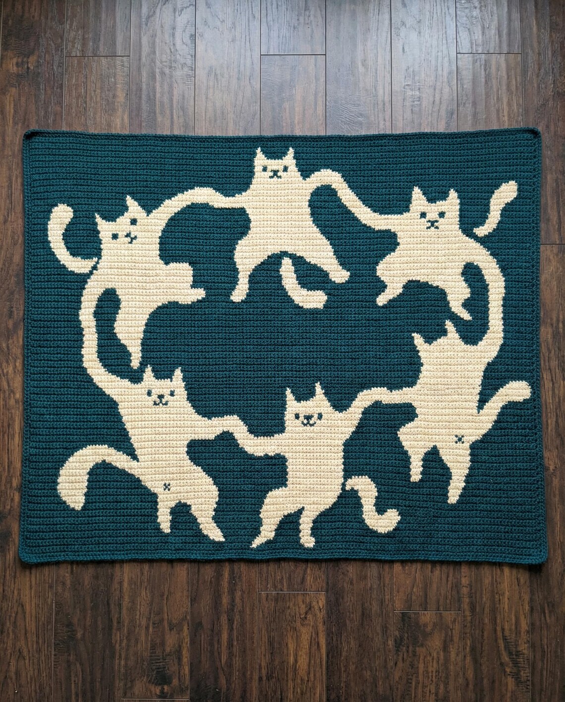 Cats Dancing Graphghan Crochet Pattern – Kitten Circle Overlay Mosaic ...
