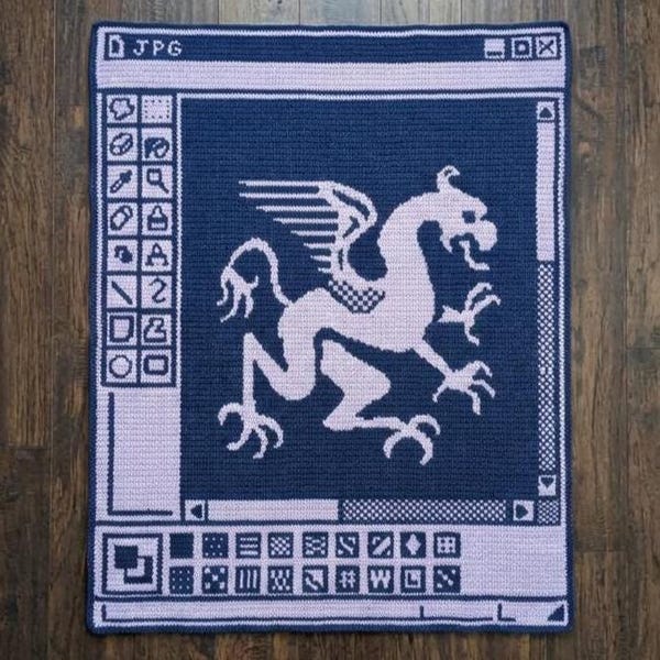 Y2K MS Paint blanket single crochet pattern - 90 Nostalgia unique throw PDF