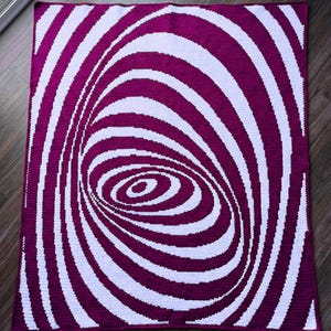 Vortex geometric blanket – Trippy afghan crochet pattern – Abstract throw overlay mosaic PDF