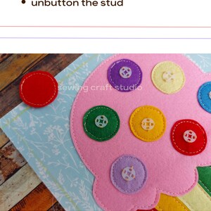 giant and mini cupcake color match quiet book pattern
