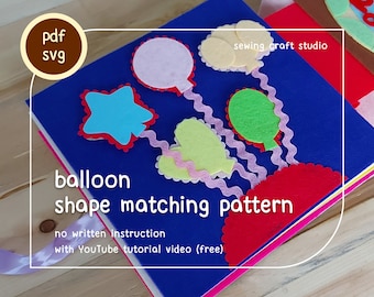 No sewing PDF, SVG balloon shape matching quiet book pattern