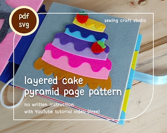 PDF, SVG 4-tiered cake  pyramid pattern for a 20x20 cm quiet book