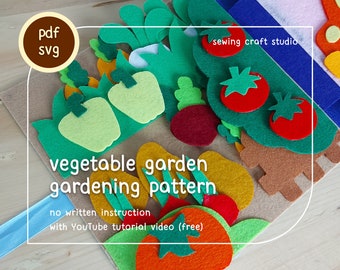 Gardening, planting, and harvesting page for a quiet book activity pattern