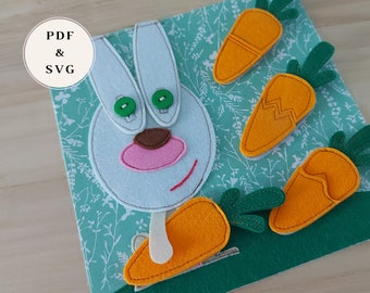 Quiet book pattern PDF SVG, carrot puzzle for kids pattern, felt busy book