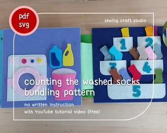 PDF, SVG, counting washed socks activity pattern for a busy baby book