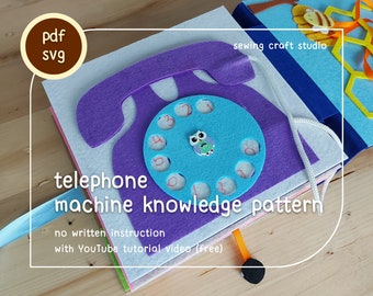 Quiet book PDF & SVG telephone pattern, rotary phone busy book template