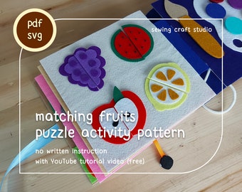 PDF, SVG felt newborn fruits puzzle quiet book pattern