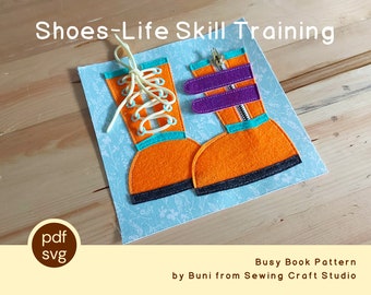 PDF, SVG Shoe lacing quiet book pattern with step by step written instructions