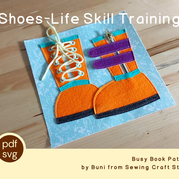 PDF, SVG Shoe lacing quiet book pattern with step by step written instructions