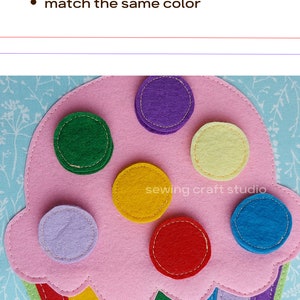 giant and mini cupcake color match quiet book pattern