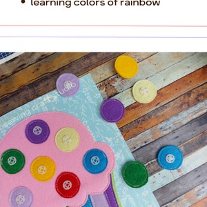 giant and mini cupcake color match quiet book pattern