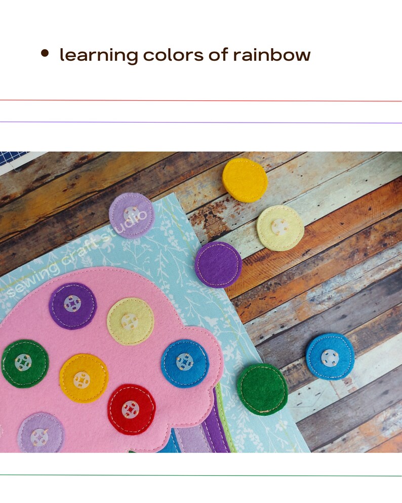 giant and mini cupcake color match quiet book pattern