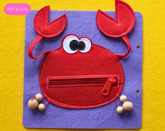 The crab of Under the Sea theme quiet book pattern with written tutorial, PDF and SVG files