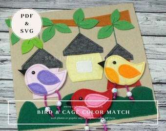 Quiet Book Pattern PDF SVG, Bird Felt Book Activity Page Pattern, Busy Book Pattern and Tutorial, Sewing Felt Craft, Felt Baby Busy Book