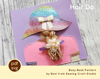 PDF, SVG hairdo hair braiding quiet book pattern with step by step written instructions