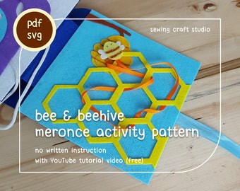 PDF, SVG beehive threading quiet book activity page pattern