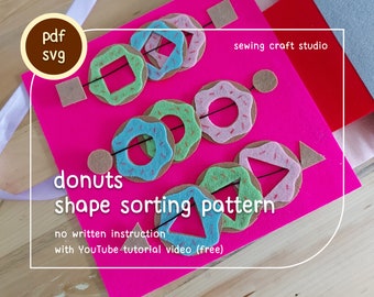 PDF, SVG donut shape matching and sorting quiet book pattern, no sewing busy book