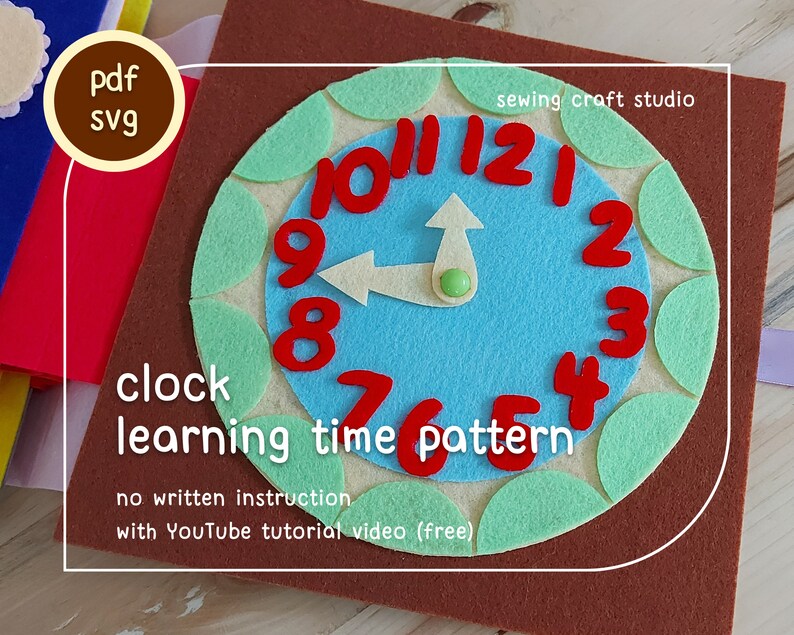 PDF SVG Clock Quiet Book Page Activity Pattern Etsy Australia