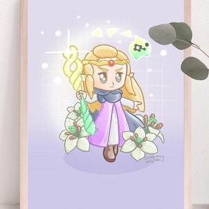 Impression d&#39;art princesse Zelda | Art floral fin de Legend of Zelda: Echoes of Wisdom