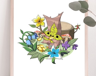 Korok Garden Art Print | Legend of Zelda: Breath of the Wild Fine Line Floral Art