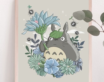 Forest Spirit Print | Fine Line Anime Floral Art