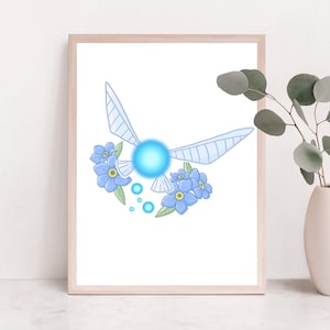 Navi Art Print | Legend of Zelda: Ocarina of Time Fine Line Floral Art