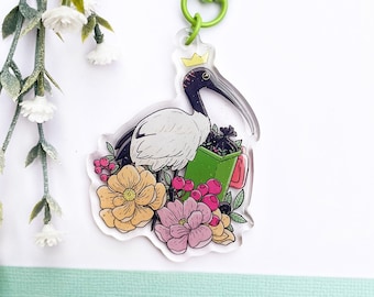 Bin Chicken Acrylic Charm | Australian Ibis Floral Keychain