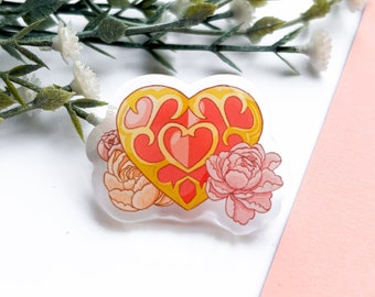 Heart Container Acrylic Pin | Legend of Zelda: Breath of the Wild / Tears of the Kingdom Floral Pin