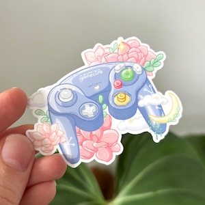 GameCube Waterproof Die Cut Sticker - 2.8 inch Floral Nintendo Video Game Sticker