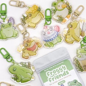 Frosch Freunde blind Tasche | 2 in Epoxy Acryl Schlüsselanhänger