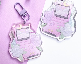 Game Boy Advance SP Acrylic Charm | Nintendo Console Floral