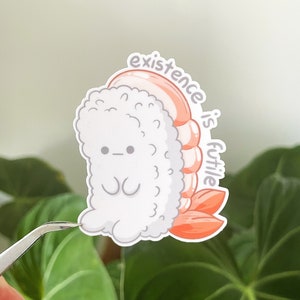 Existential Sushi Vinyl Waterproof Die Cut Sticker - 2.5 inch Cute Kawaii Japanese Food Sticker