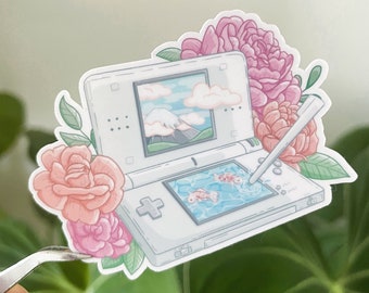 Nintendo DS Waterproof Die Cut Sticker - 2.9 inch Floral Video Game Sticker