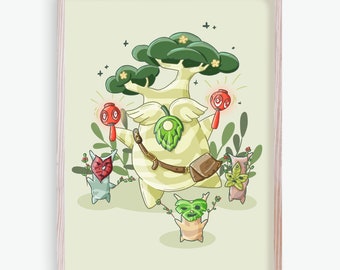 Hestu Art Print | Legend of Zelda: Tears of the Kingdom Fine Line Floral Art