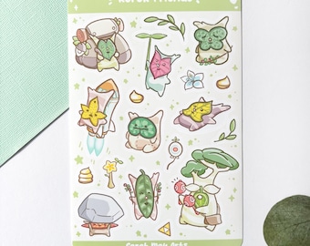Korok Friends Sticker Sheet - 18pcs Legend of Zelda: Breath of the Wild / Tears of the Kingdom Matte Vinyl Floral Kiss Cut Stickers
