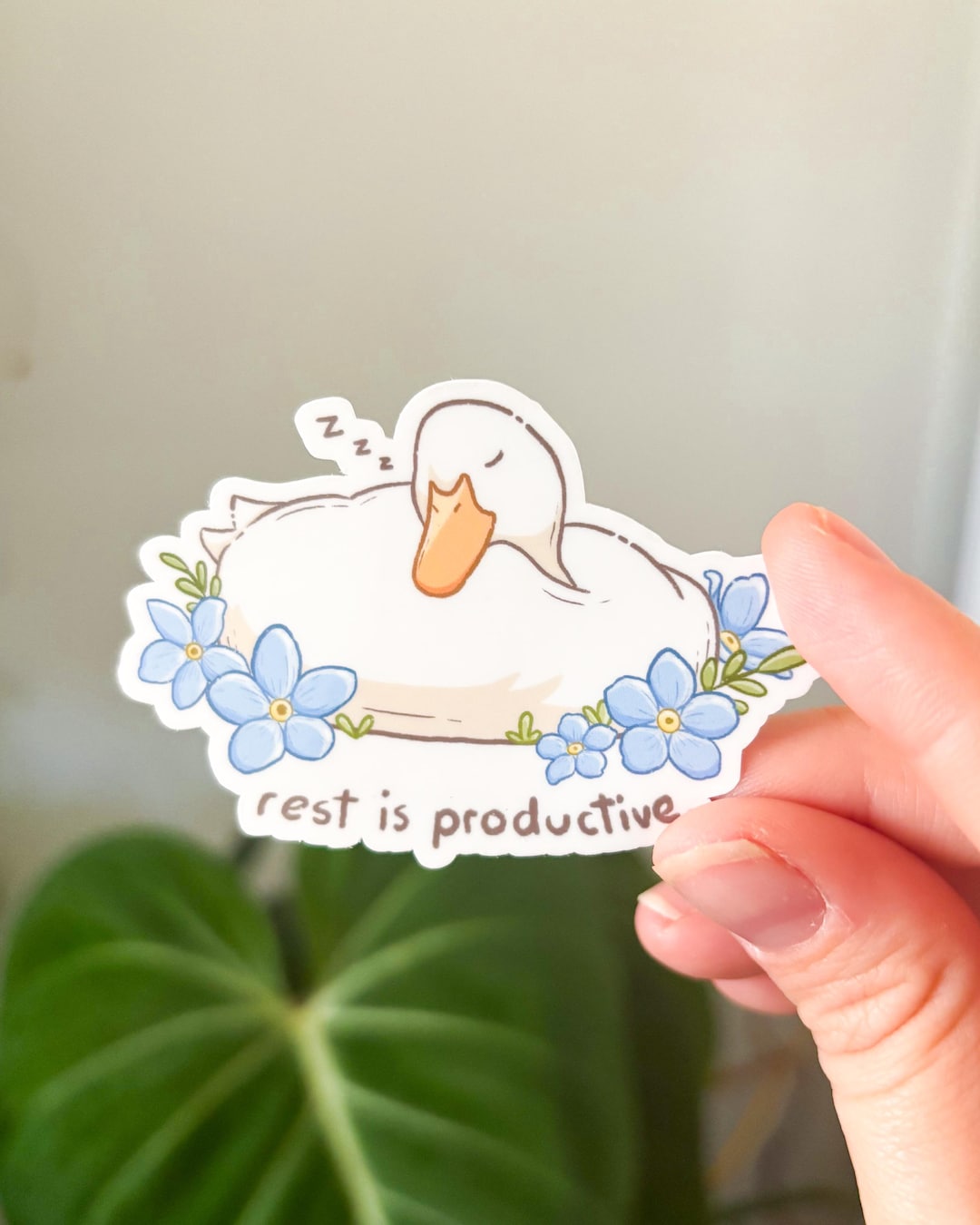 Rest Stickers Rest is Productive Waterproof Die Cut Sticker - 2.6 Inch Cute Duck ...