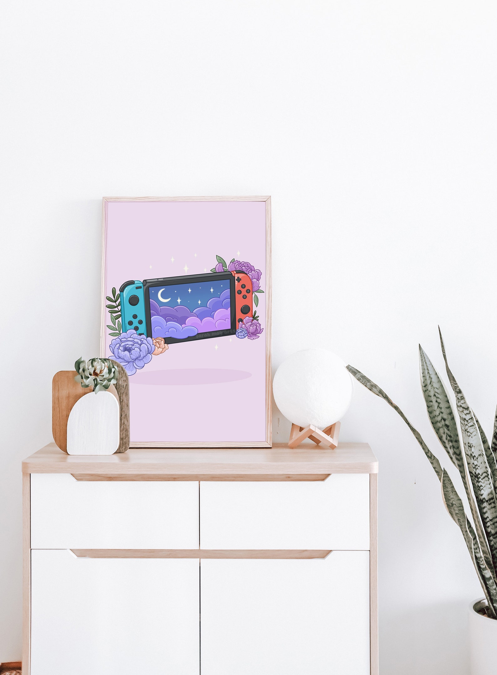 Switch Prints Nintendo Switch Print | Fine Line Video Game Floral Art - Etsy